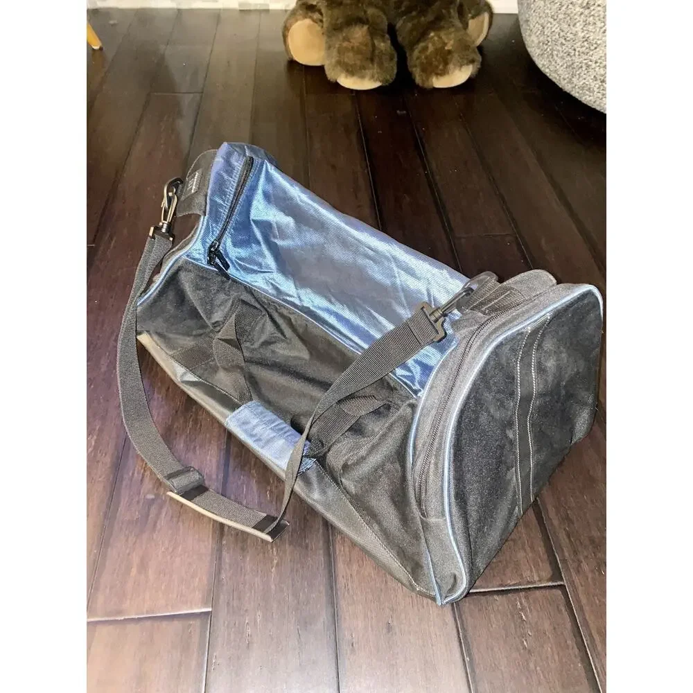 Volkswagen Duffle Bag VW Black & Blue Travel Shoulder Strap Car Bug Auto Germany